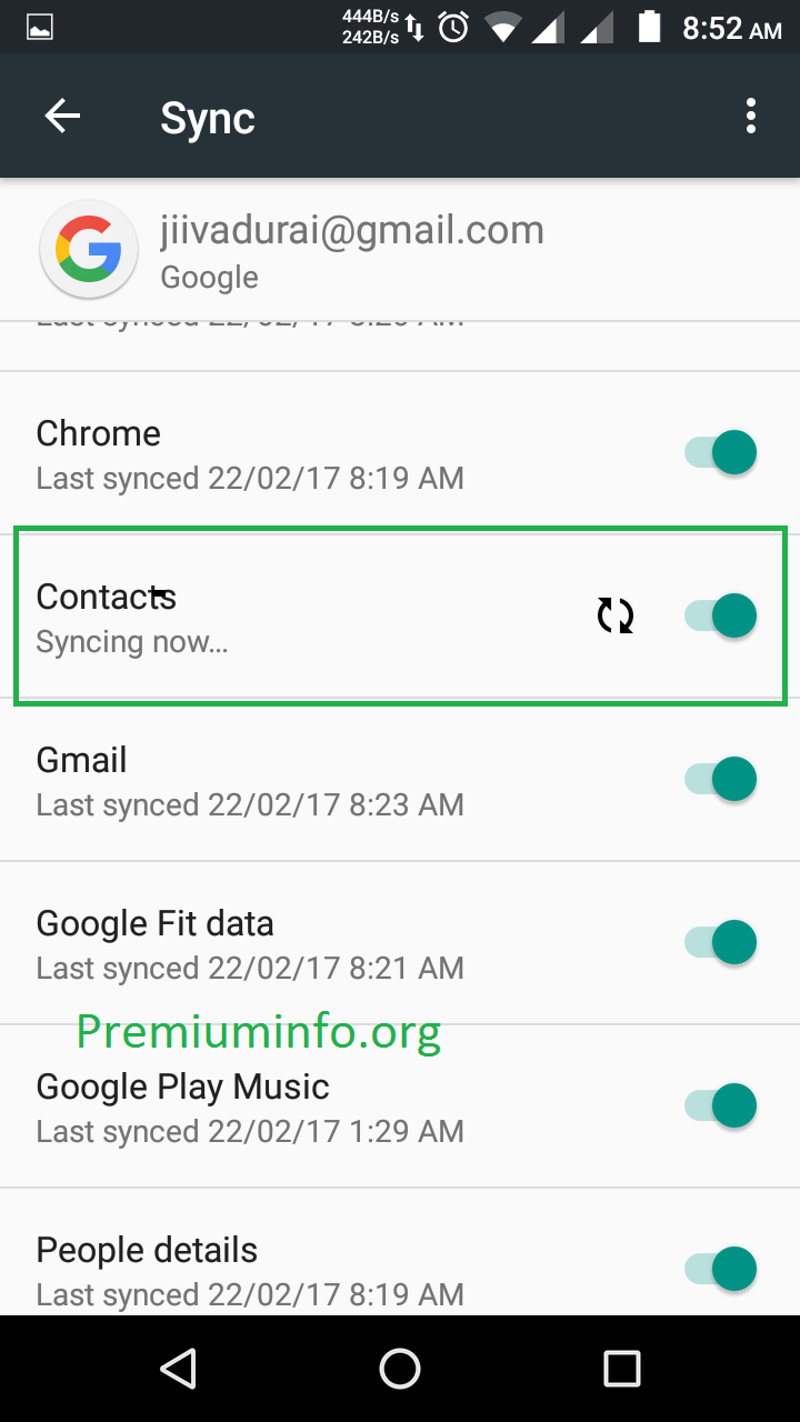 gmail backup contacts from phone