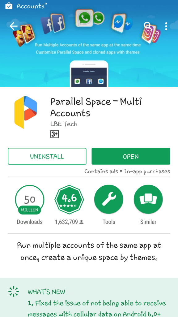 Run Multiple Accounts of Same App on Android Device using Parallel Space3