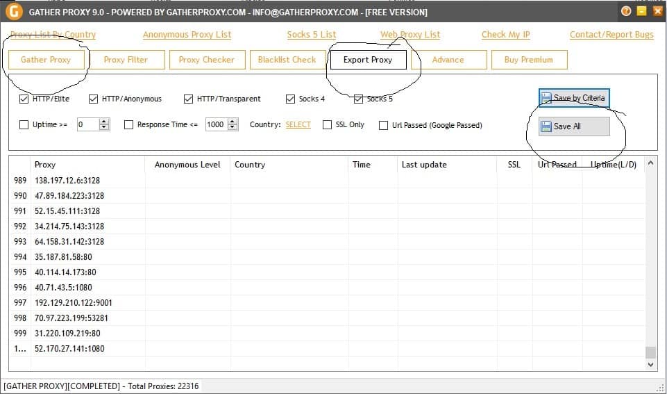 free proxy list download