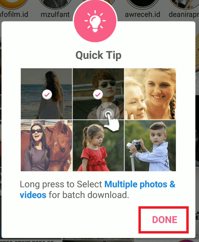 4. If you are logged in you will see Quick Tip and tap Done display .