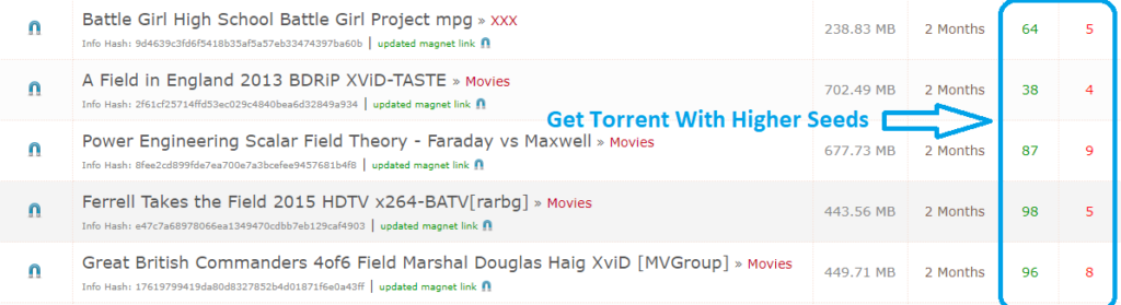 Torrent file with higher seed and leeches