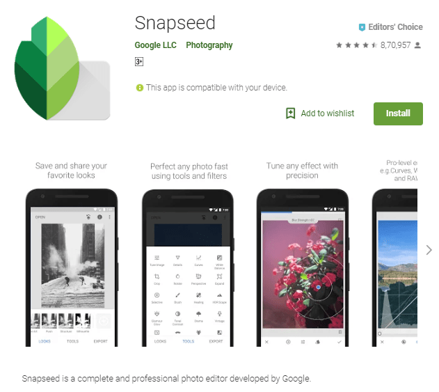 snapseed on pc