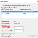 Custom size in virtual memory