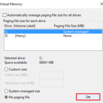 set virtual memory