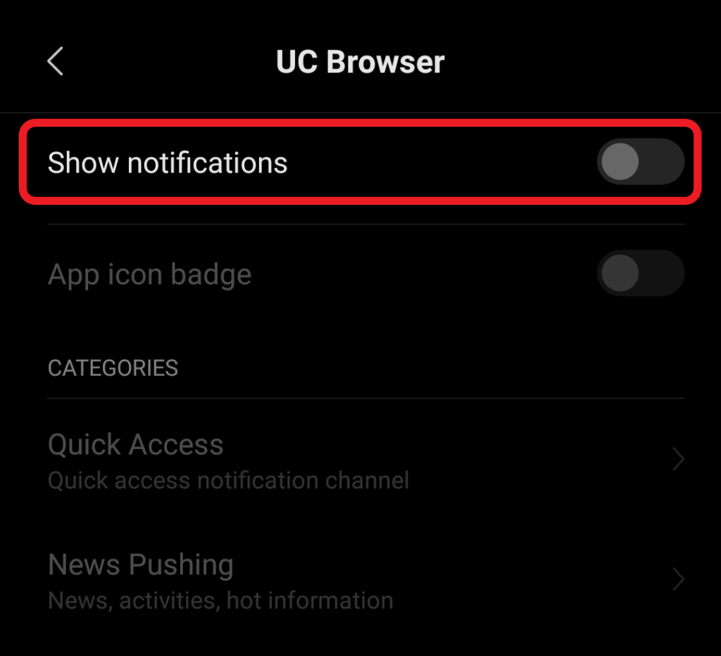 disable notifications