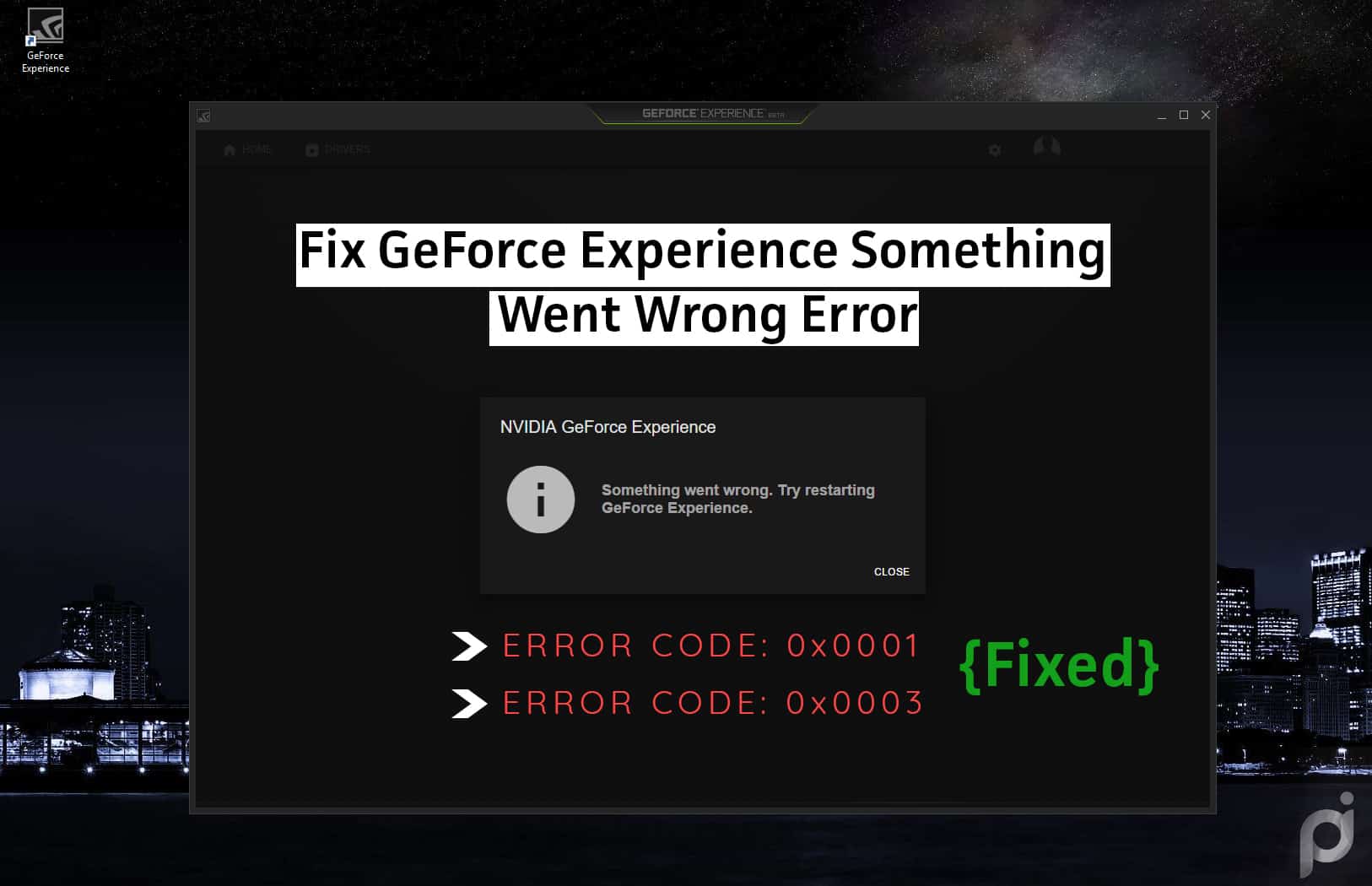 Experience error 0x0003