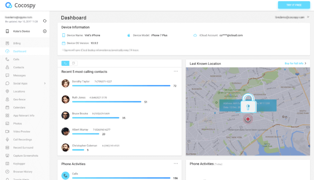 cocospy dashboard