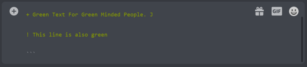 Add Green text in discord