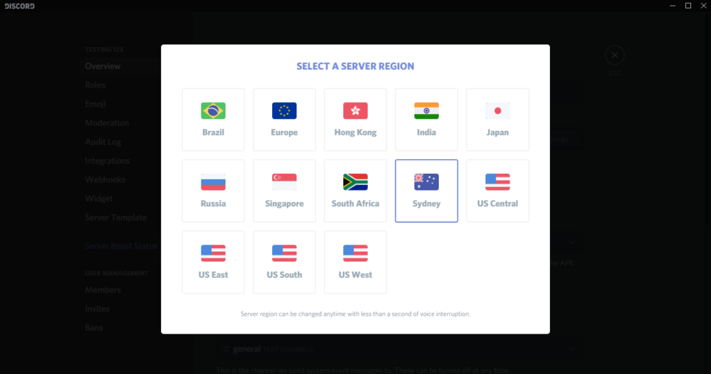 Discord Server Region