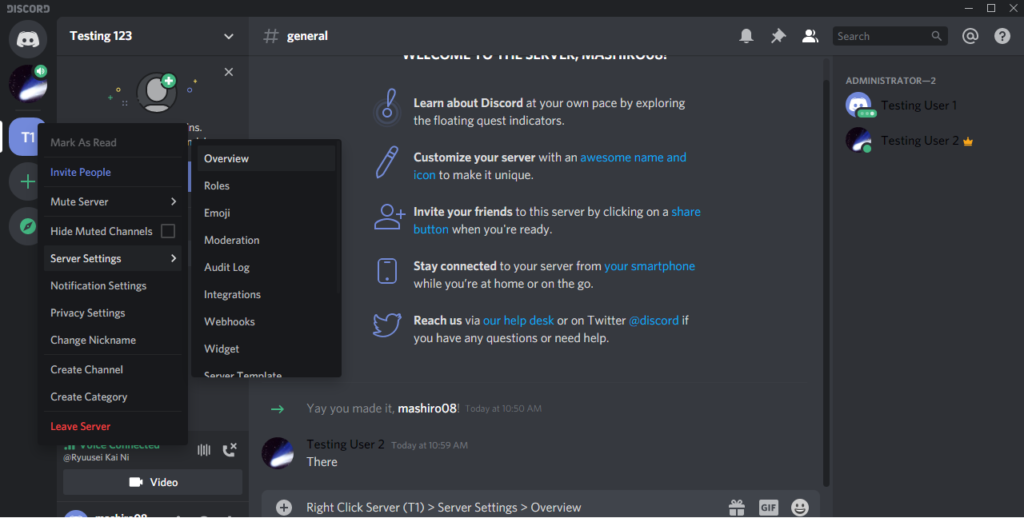 change Discord server settings