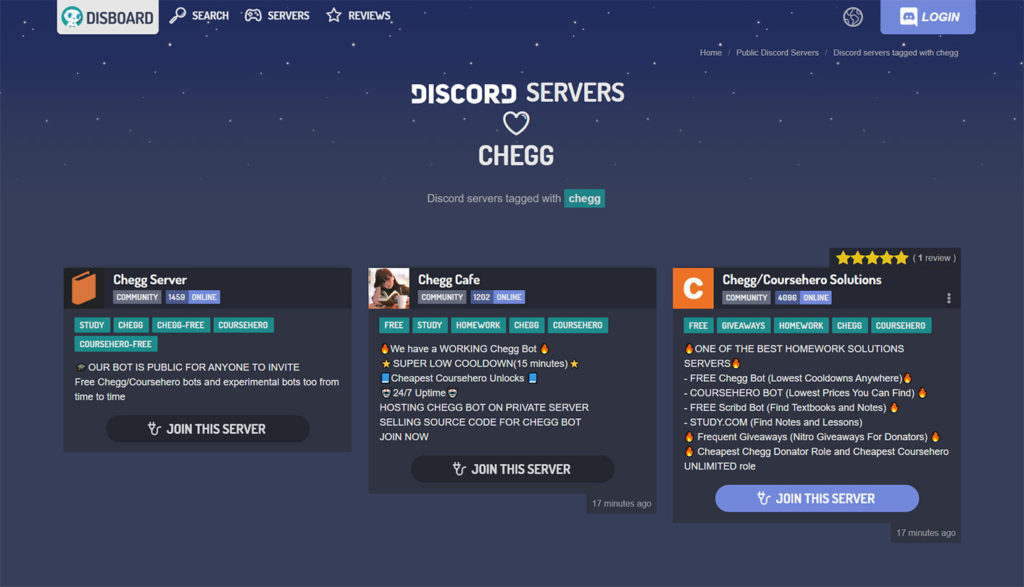 chegg discord servers