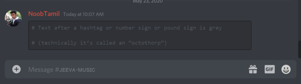 create grey block in Discord