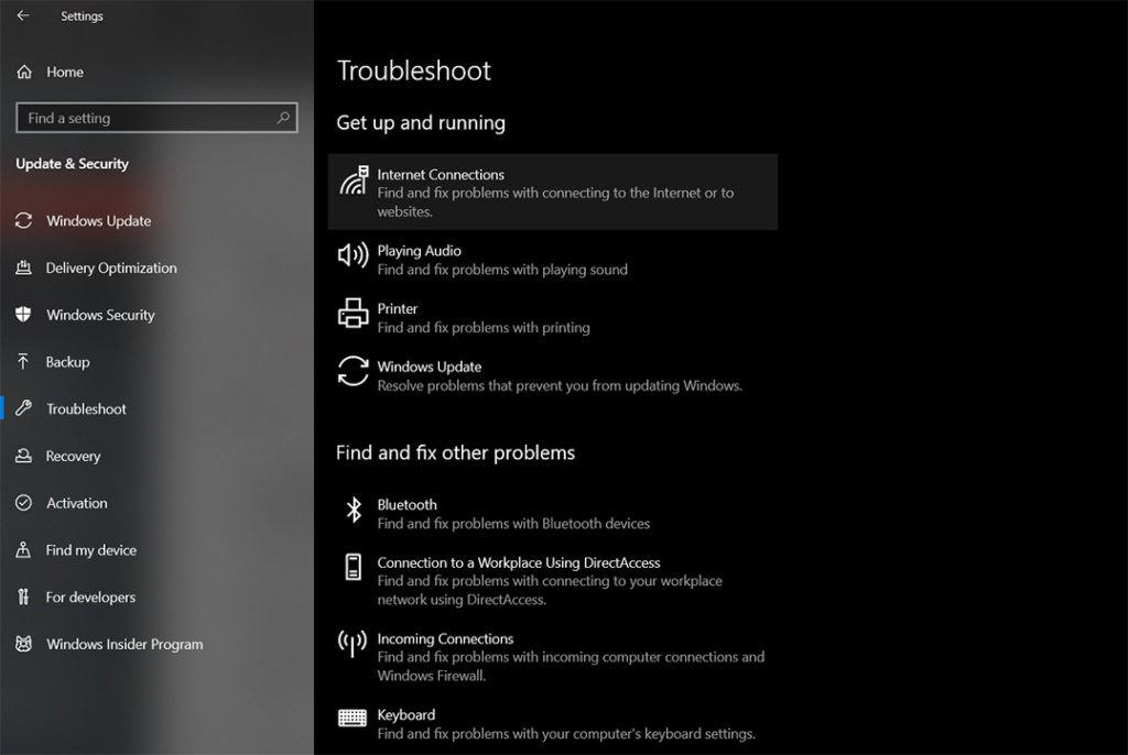 windows troubleshooter