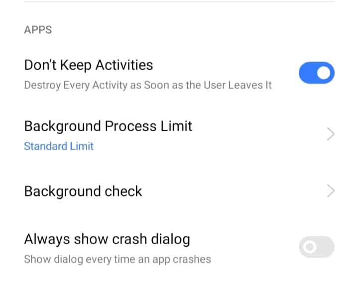 Disable Background Activities