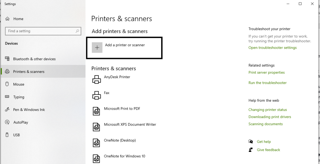 Add Printer and Select