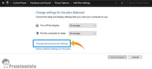 Change advanced Power settings