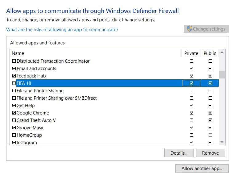 Firewall allow